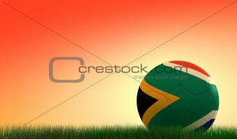 south africa soccer ball at sunset