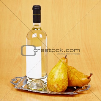 Still life from bottle of pear wine