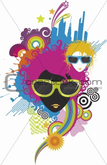The vector fashion woman with sunglasses
