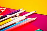 Pencils on colorful cardboard