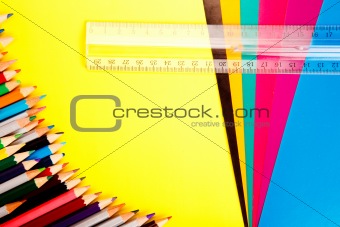 Pencils on colorful cardboard