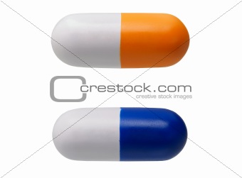Two pill shaped anti-stress toys