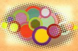 Circles on a paper halftone background with space for text or im