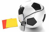 Soccer ball, whistle and cards