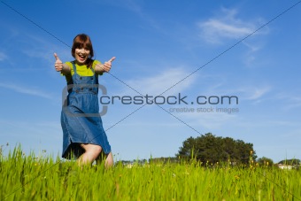 Happy woman on nature