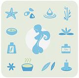 Health and wellness icon set. Blue series.