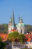 czech republic, prague - spires of mala strana and nicolaus church