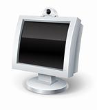 computer display with empty black screen