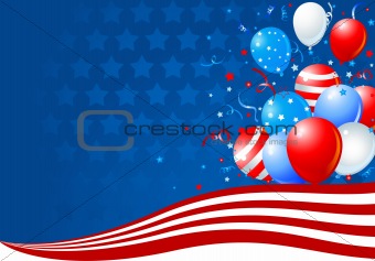 Balloons on the American flag wave