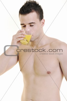young athlete dringing orange juice