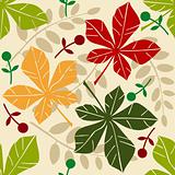 Vector seamless pattern with chestnut leaves