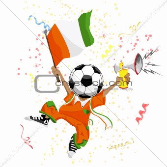 Cote d'Ivoire Soccer Fan with Ball Head. 