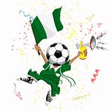 Nigeria Soccer Fan with Ball Head.