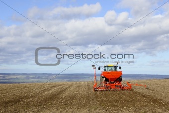 sowing spring barley on the yorkshire wolds