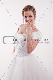 Attractive young caucasian blonde bride