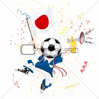 Japan Soccer Fan with Ball Head. 