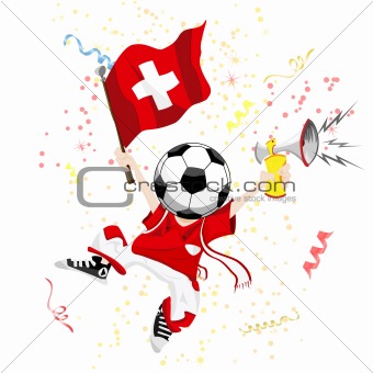 Switzerland Soccer Fan with Ball Head.