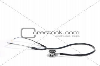 Black Medical Stethoscope With Copy Space on White