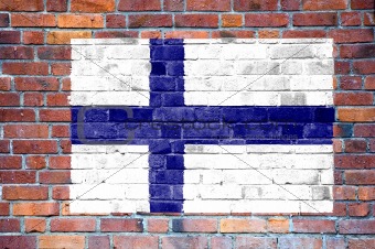 Finnish flag painted on wall