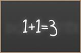 Chalkboard with text 1+1=3