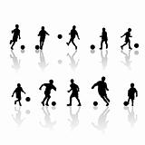 little football  players silhouette