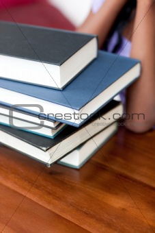 Close-up of a stack of books 