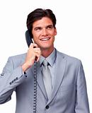 Young male executive on phone 