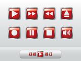 Glossy red music buttons