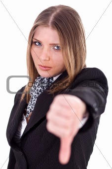 Sad Business women showing her thumbs down