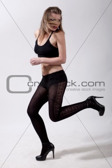 Sexy young model running