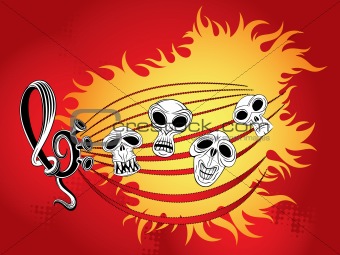 Music wallpaper with skulls