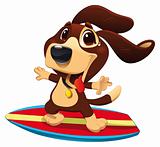 Dog with surf.
