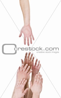 Hand reaching out for help