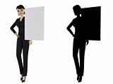 Businesswoman and white panel