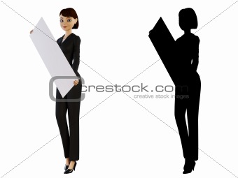 Businesswoman and white panel