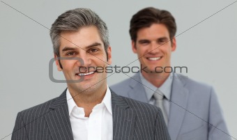 Happy Businessmen in a line 