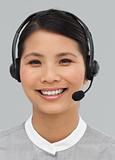 Portrait of an asian businesswoman with headset on 