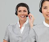 Two Customer service agents with headset on