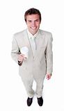 Attractive businessman holding a drinking cup 