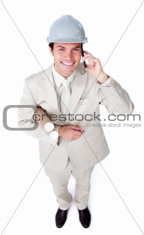 Portrait of a male architect on phone 