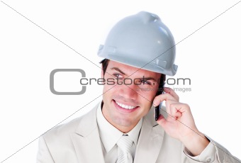 Attractive male architect on phone 