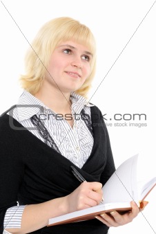 Woman with a notebook
