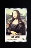 Mona Lisa Da Vinci stamp with large black borders