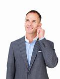 Charismatic businessman using headset 