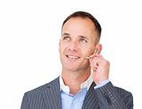 Mature Customer service agent talking on headset