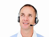 Attractive Customer service agent talking on headset 