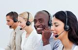 Business partners in a call center