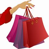 Shopping: woman's hand with bags.