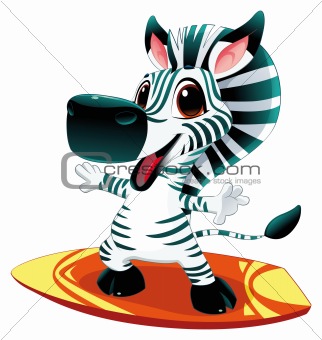 Baby zebra with surf.
