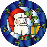 Christmas stained glass decoration with Santa
